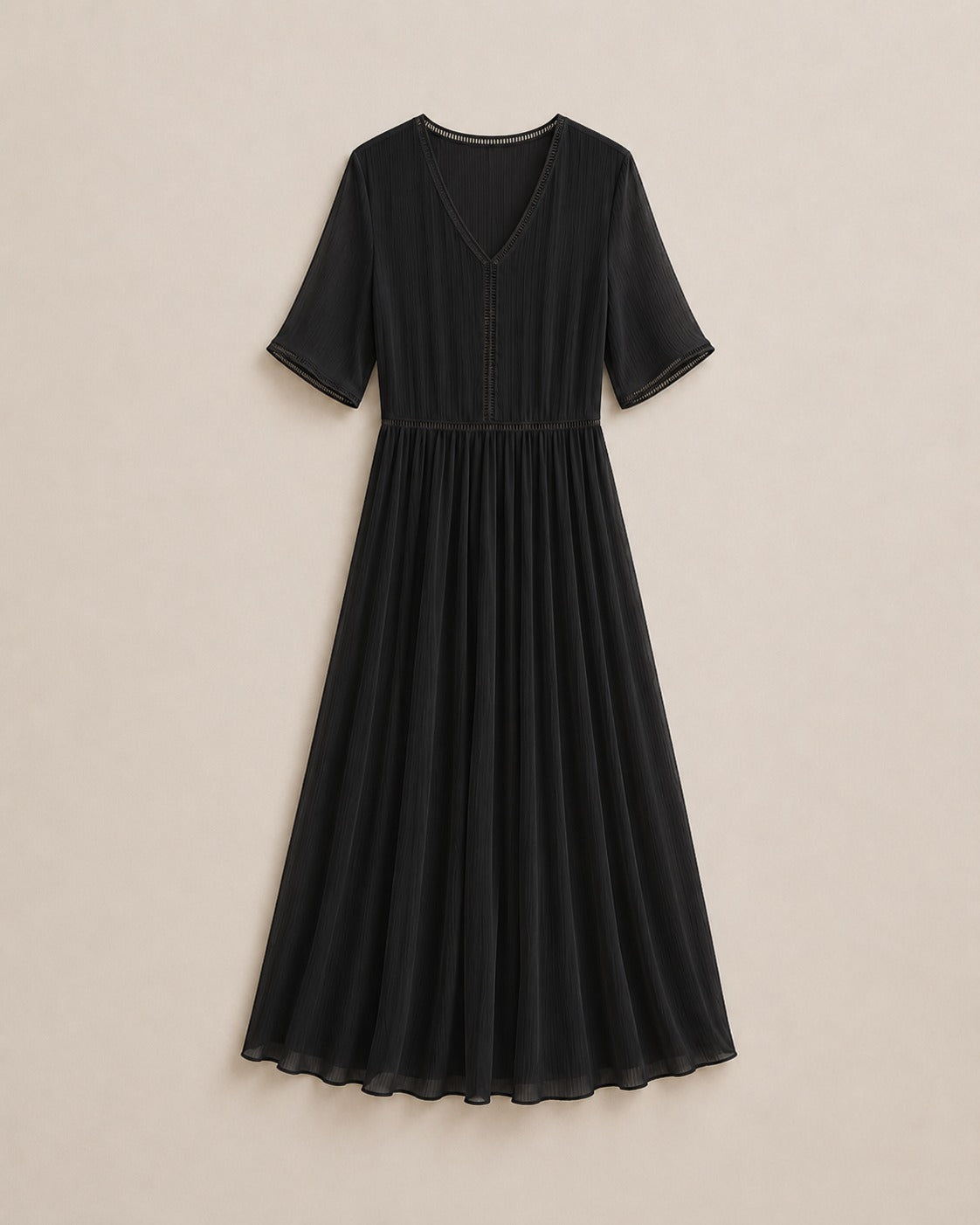 Half-Sleeve Silk A-Line Dress – Lourel