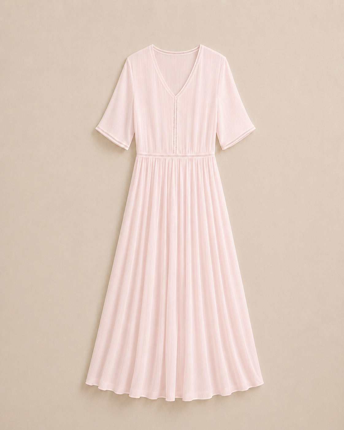 Half-Sleeve Silk A-Line Dress
