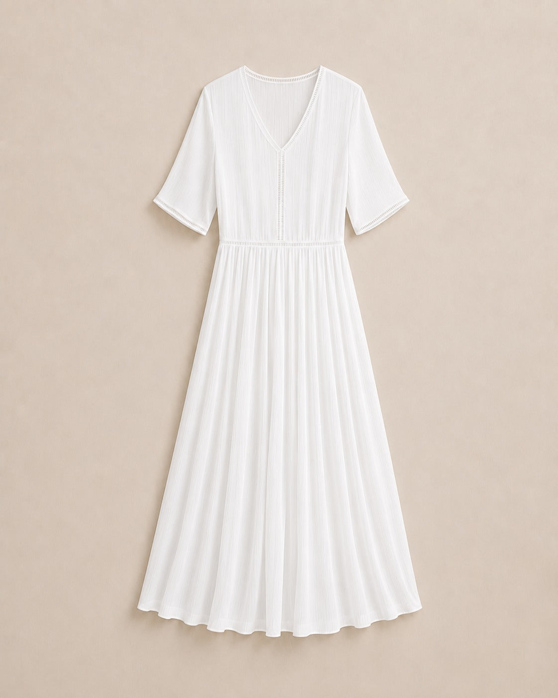 Half-Sleeve Silk A-Line Dress