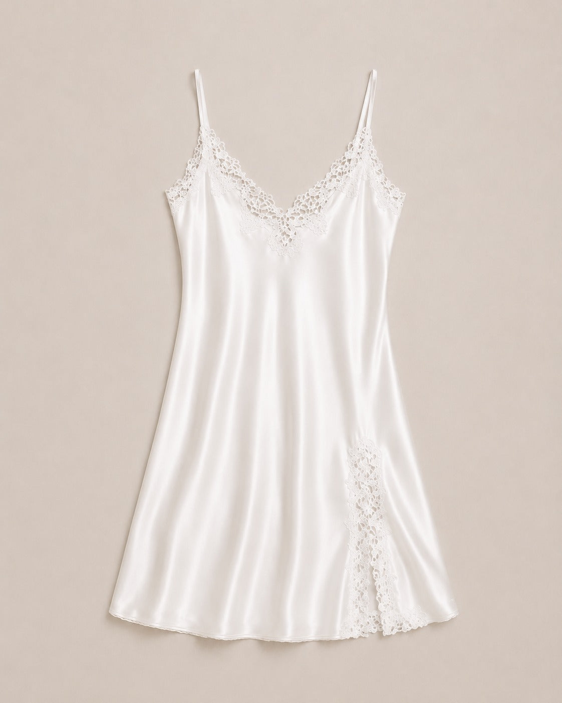 Lace-Trim Silk Nightgown