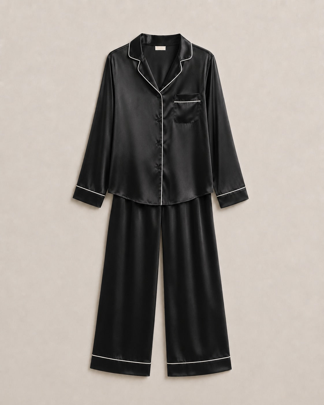 Piped Silk Pajama Set