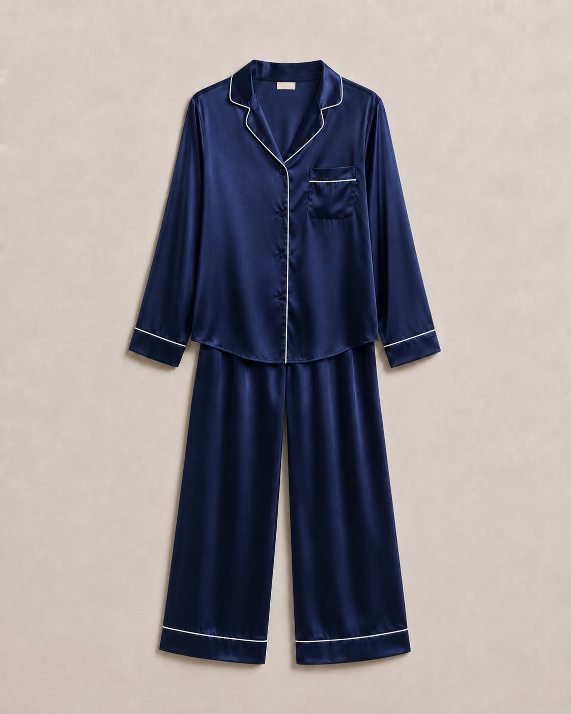 Piped Silk Pajama Set