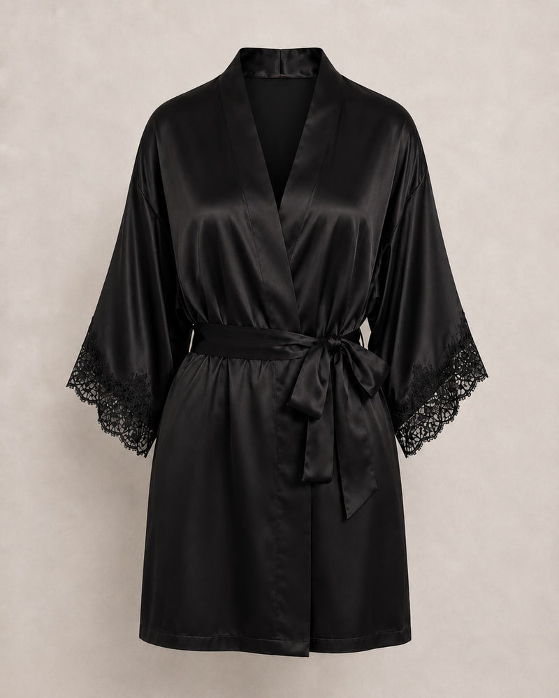Kimono-Morgenmantel aus Seide