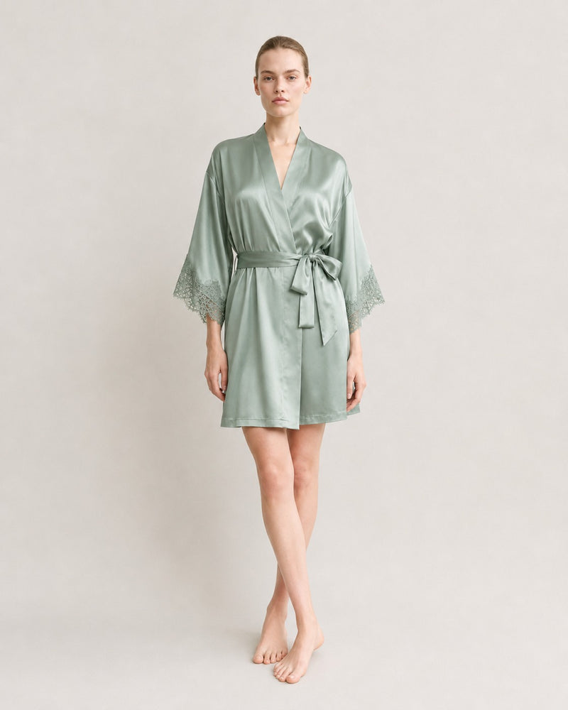 Kimono-Morgenmantel aus Seide